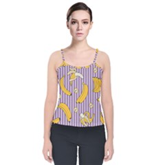 Pattern Bananas Fruit Tropical Seamless Texture Graphics Velvet Spaghetti Strap Top by Bedest