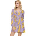 Pattern Bananas Fruit Tropical Seamless Texture Graphics Tiered Long Sleeve Mini Dress View1