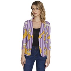 Pattern Bananas Fruit Tropical Seamless Texture Graphics Women s One-button 3/4 Sleeve Short Jacket by Bedest