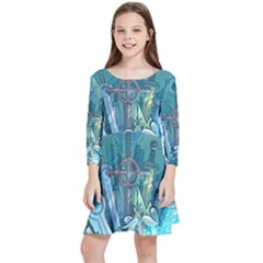 Adventure Time Lich Kids  Quarter Sleeve Skater Dress by Bedest