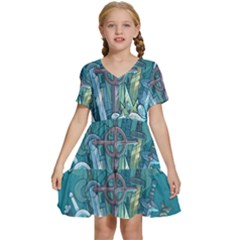 Adventure Time Lich Kids  Short Sleeve Tiered Mini Dress by Bedest