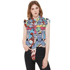 Graffiti Monster Street Theme Frill Detail Shirt by Bedest