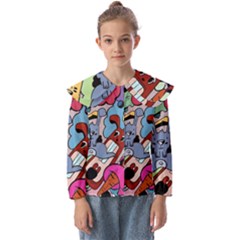 Graffiti Monster Street Theme Kids  Peter Pan Collar Blouse by Bedest