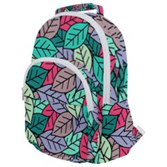 Pattern Leaves Background Nature Rounded Multi Pocket Backpack by Proyonanggan