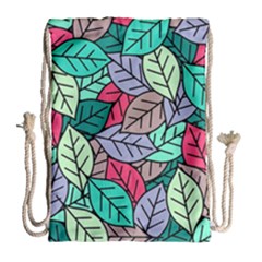 Pattern Leaves Background Nature Drawstring Bag (large) by Proyonanggan