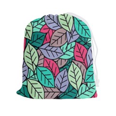 Pattern Leaves Background Nature Drawstring Pouch (2xl) by Proyonanggan