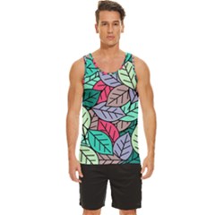 Pattern Leaves Background Nature Men s Wide Collar Tank Top