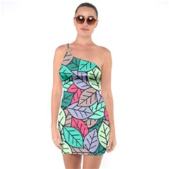 Pattern Leaves Background Nature One Shoulder Ring Trim Bodycon Dress by Proyonanggan