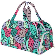 Pattern Leaves Background Nature Burner Gym Duffle Bag by Proyonanggan