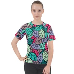 Pattern Leaves Background Nature Women s Sport Raglan T-shirt