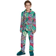 Pattern Leaves Background Nature Kids  Long Sleeve Velvet Pajamas Set by Proyonanggan