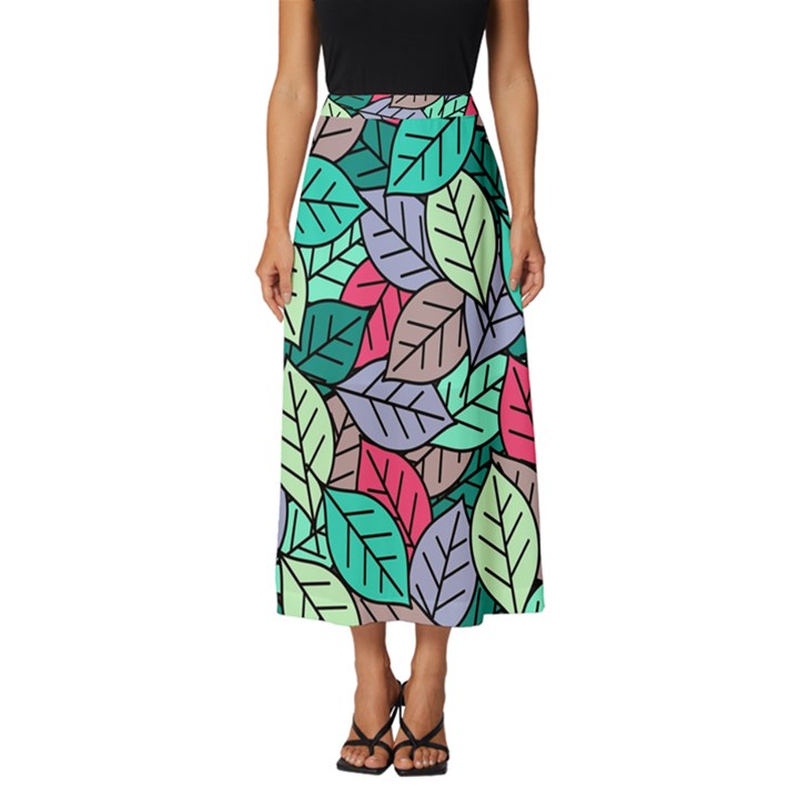 Pattern Leaves Background Nature Classic Midi Chiffon Skirt