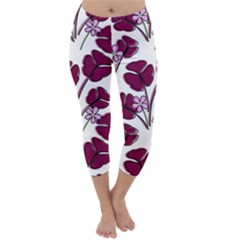 Flowers Pattern Background Nature Capri Winter Leggings 