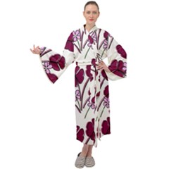 Flowers Pattern Background Nature Maxi Velvet Kimono by Proyonanggan