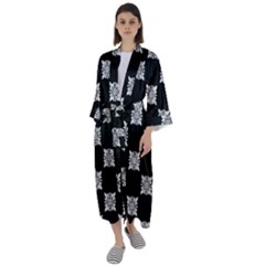 Floral Pattern Repeat Seamless Maxi Satin Kimono by Proyonanggan