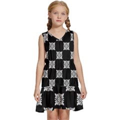 Floral Pattern Repeat Seamless Kids  Sleeveless Tiered Mini Dress by Proyonanggan