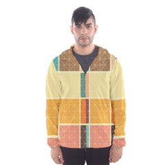 Square Cube Shape Colourful Men s Hooded Windbreaker