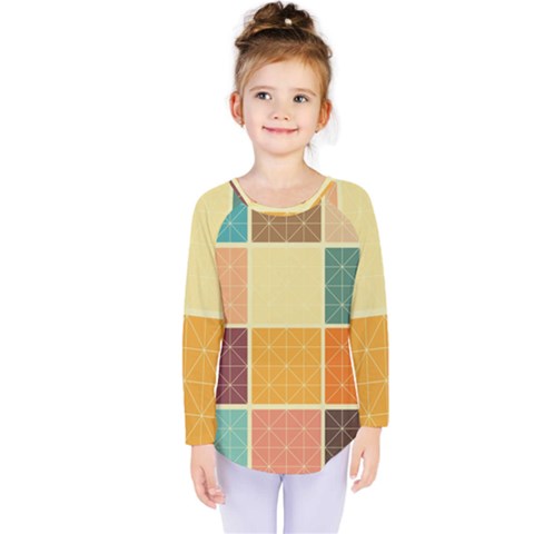 Square Cube Shape Colourful Kids  Long Sleeve T-shirt by Proyonanggan