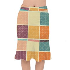 Square Cube Shape Colourful Short Mermaid Skirt by Proyonanggan