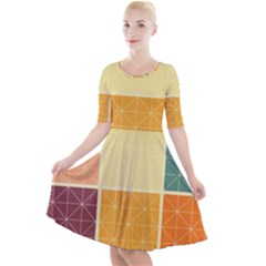 Square Cube Shape Colourful Quarter Sleeve A-line Dress by Proyonanggan