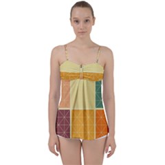 Square Cube Shape Colourful Babydoll Tankini Top by Proyonanggan