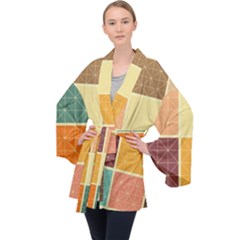 Square Cube Shape Colourful Long Sleeve Velvet Kimono  by Proyonanggan