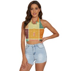 Square Cube Shape Colourful Backless Halter Cami Shirt by Proyonanggan