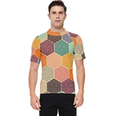 Abstract Hex Hexagon Grid Pattern Honeycomb Men s Short Sleeve Rash Guard by Proyonanggan