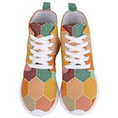 Abstract Hex Hexagon Grid Pattern Honeycomb Women s Lightweight High Top Sneakers by Proyonanggan