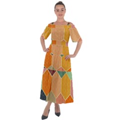 Abstract Hex Hexagon Grid Pattern Honeycomb Shoulder Straps Boho Maxi Dress  by Proyonanggan