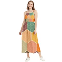 Abstract Hex Hexagon Grid Pattern Honeycomb Boho Sleeveless Summer Dress by Proyonanggan