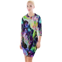 In Orbit Prismatic Quarter Sleeve Hood Bodycon Dress by MRNStudios