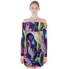 In Orbit Prismatic Long Sleeve Off Shoulder Dress by MRNStudios