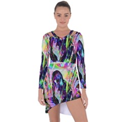 In Orbit Prismatic Asymmetric Cut-out Shift Dress by MRNStudios