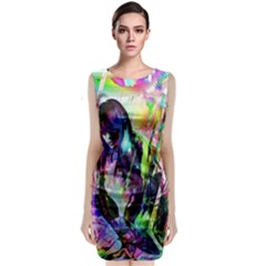 In Orbit Prismatic Sleeveless Velvet Midi Dress by MRNStudios