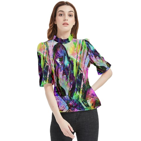 In Orbit Prismatic Frill Neck Blouse by MRNStudios