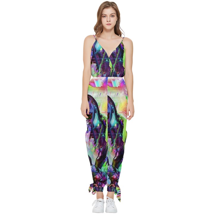 In Orbit Prismatic Sleeveless Tie Ankle Chiffon Jumpsuit