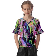 In Orbit Prismatic Kids  V-neck Horn Sleeve Blouse by MRNStudios