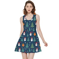 Snow Snowman Tree Christmas Tree Inside Out Reversible Sleeveless Dress by Ravend