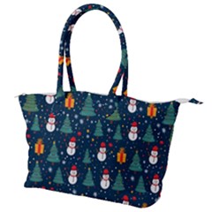 Snow Snowman Tree Christmas Tree Canvas Shoulder Bag by Ravend