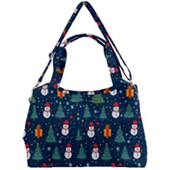 Snow Snowman Tree Christmas Tree Double Compartment Shoulder Bag by Ravend