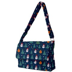 Snow Snowman Tree Christmas Tree Full Print Messenger Bag (l) by Ravend