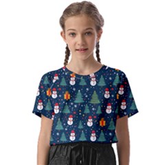 Snow Snowman Tree Christmas Tree Kids  Basic T-shirt by Ravend