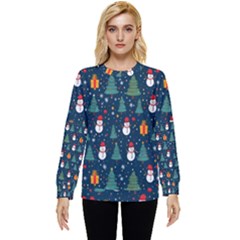 Snow Snowman Tree Christmas Tree Hidden Pocket Sweatshirt