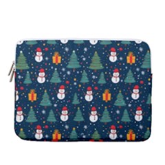 Snow Snowman Tree Christmas Tree 14  Vertical Laptop Sleeve Case With Pocket