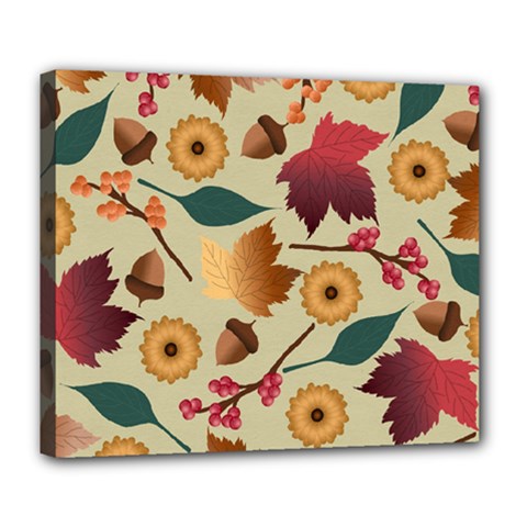 Autumn Leaves Colours Season Deluxe Canvas 24  X 20  (stretched) by Ravend