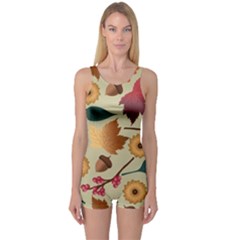 Autumn Leaves Colours Season One Piece Boyleg Swimsuit by Ravend