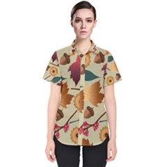 Autumn Leaves Colours Season Women s Short Sleeve Shirt