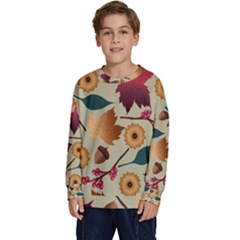 Autumn Leaves Colours Season Kids  Crewneck Sweatshirt