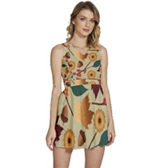 Autumn Leaves Colours Season Sleeveless High Waist Mini Dress by Ravend